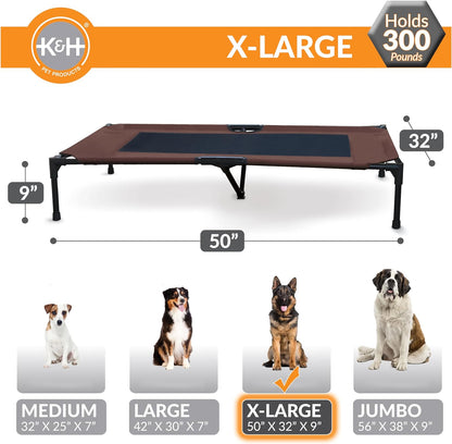 Elevated Cooling Dog Bed – Breathable Mesh Hammock Design, XL 50x32 Inch Raised Pet Bed for Large Dogs, Washable & Portable