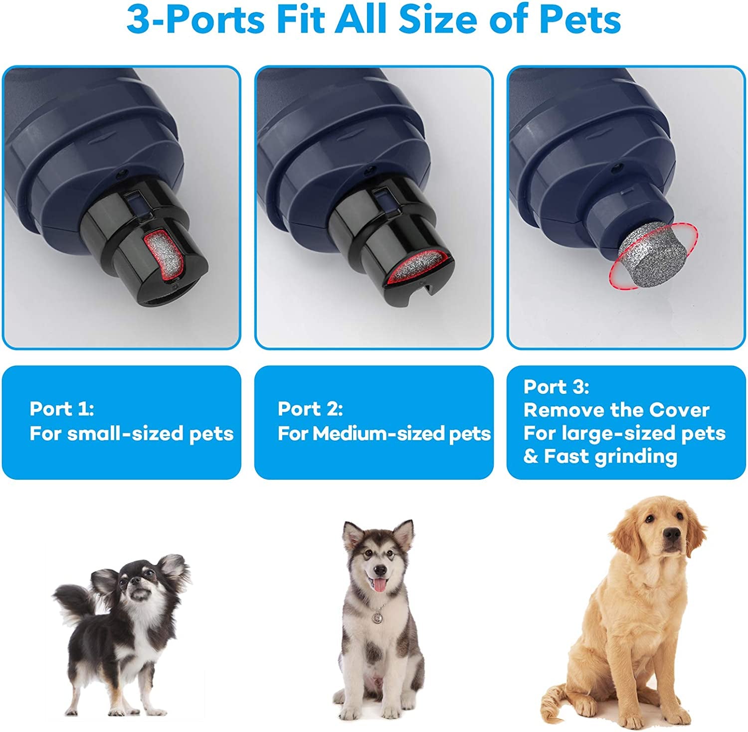 Quiet Electric Dog Nail Grinder – 2-Speed LED Pet Nail Trimmer for Painless Grooming, Safe for Small, Medium & Large Dogs and Cats