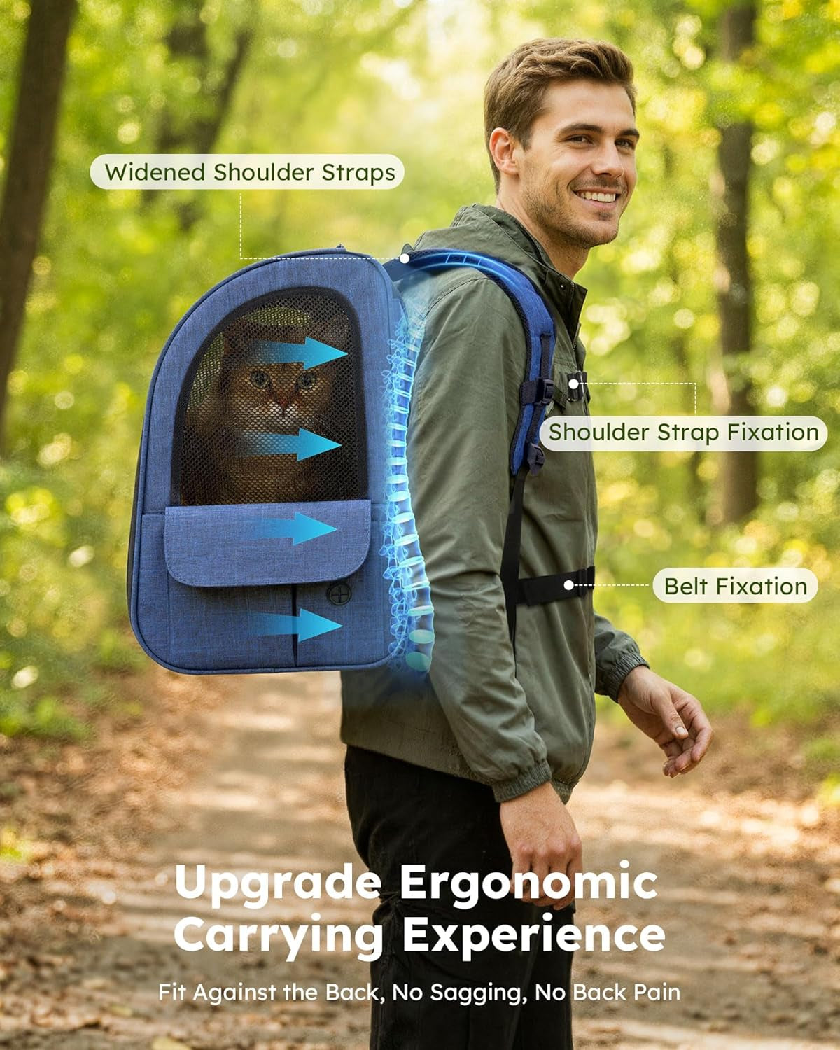 Expandable Cat & Small Dog Backpack Carrier – Breathable 4-Side Mesh, Hands-Free Travel Pack for Hiking & Camping, Fits Pets Up to 11 lbs