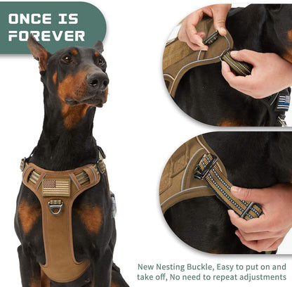 Pawdora Tactical Dog Harness — No Pull, Reflective & Escape-Proof | Sizes XS–XL