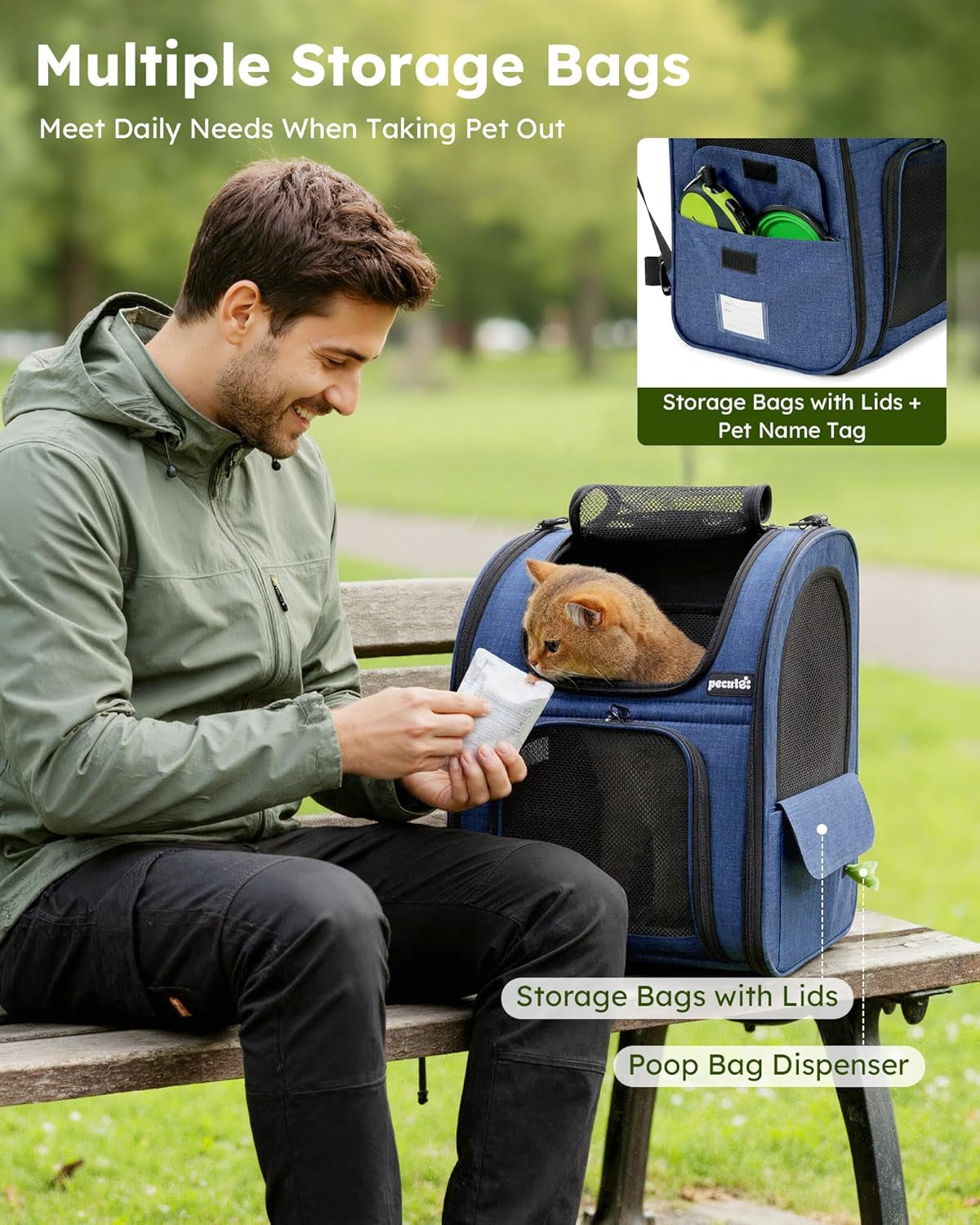 Expandable Cat & Small Dog Backpack Carrier – Breathable 4-Side Mesh, Hands-Free Travel Pack for Hiking & Camping, Fits Pets Up to 11 lbs