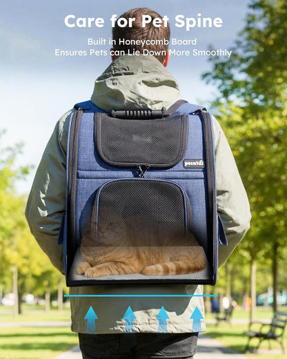 Expandable Cat & Small Dog Backpack Carrier – Breathable 4-Side Mesh, Hands-Free Travel Pack for Hiking & Camping, Fits Pets Up to 11 lbs