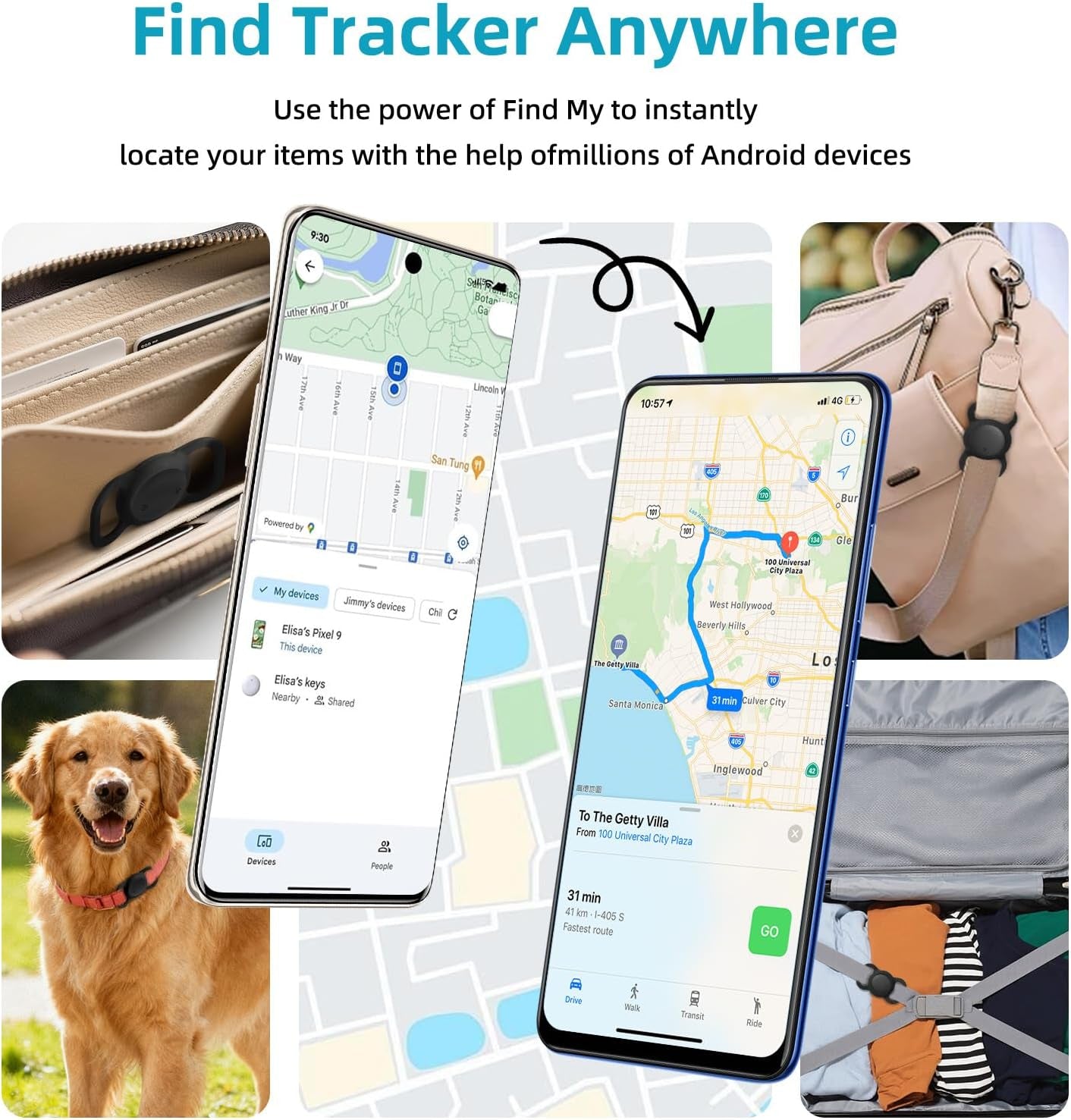 Android Google GPS Dog Collar, Mini Dog GPS Tracker, Smart Pet Activity Tracker, No Subscription, GPS Cat Collar Google Certified Finder, Anti-Lost, Finder Tag for Vehicles, Pets, Kids, Items 1 Pack