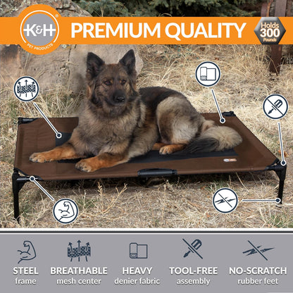 Elevated Cooling Dog Bed – Breathable Mesh Hammock Design, XL 50x32 Inch Raised Pet Bed for Large Dogs, Washable & Portable