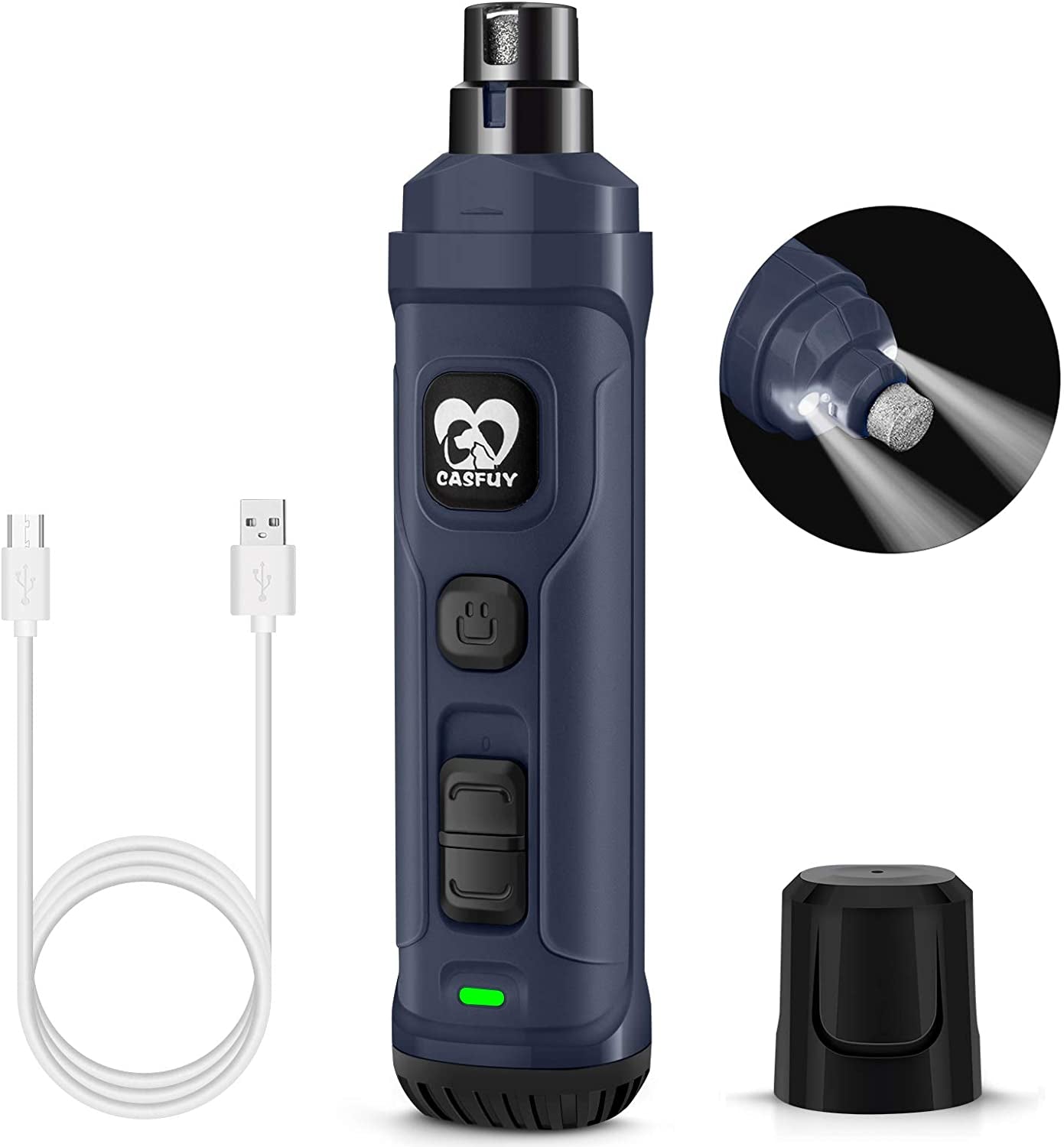 Quiet Electric Dog Nail Grinder – 2-Speed LED Pet Nail Trimmer for Painless Grooming, Safe for Small, Medium & Large Dogs and Cats