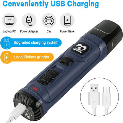 Quiet Electric Dog Nail Grinder – 2-Speed LED Pet Nail Trimmer for Painless Grooming, Safe for Small, Medium & Large Dogs and Cats