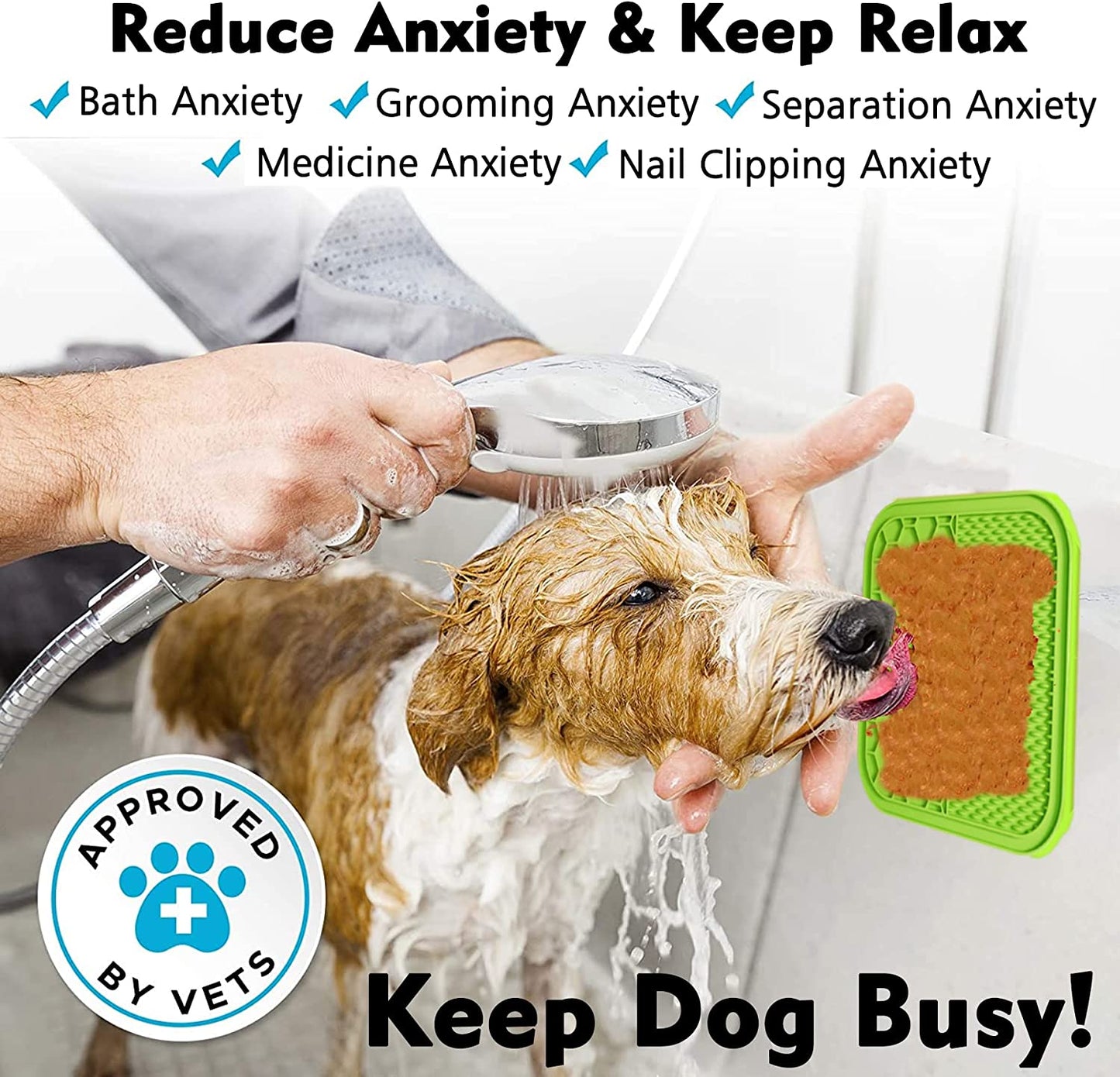 Lick Mat for Dogs, 2 Pcs Dog Lick Mat with Suction Cups for Anxiety, Peanut Butter Dog Licking Mat Slow Feeder Dispensing Treater Lick Pad for Dogs Cats Grooming Bathing and Training