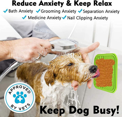 Lick Mat for Dogs, 2 Pcs Dog Lick Mat with Suction Cups for Anxiety, Peanut Butter Dog Licking Mat Slow Feeder Dispensing Treater Lick Pad for Dogs Cats Grooming Bathing and Training